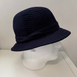Christys’ London Carlton Navy Stitched Bucket Hat Fedora 100% Wool Size S/M
